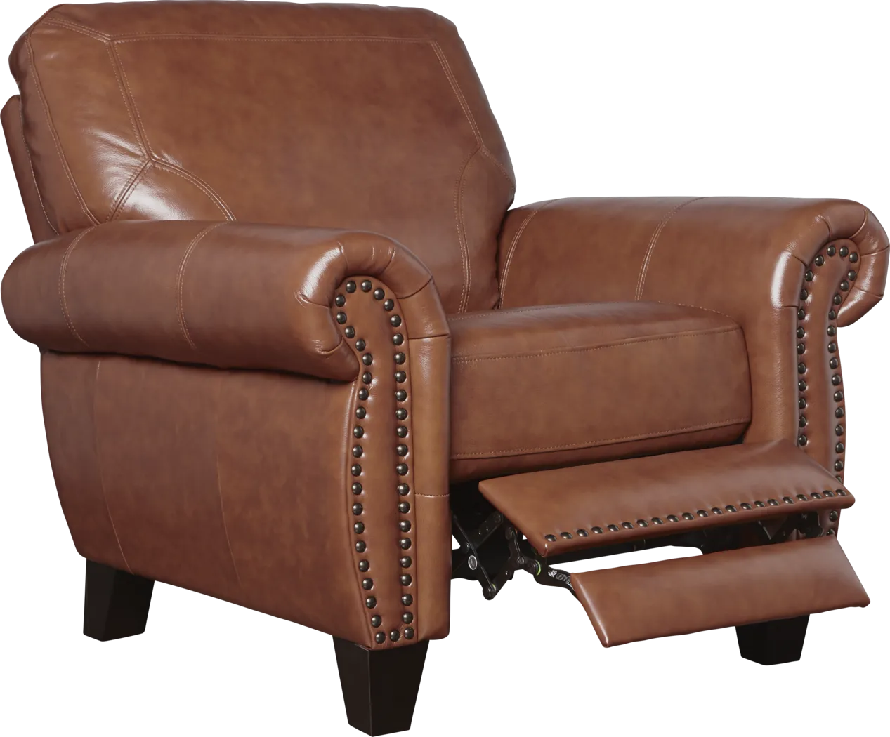 Balencia Light Brown Leather Recliner - Thumbnail - Image 2