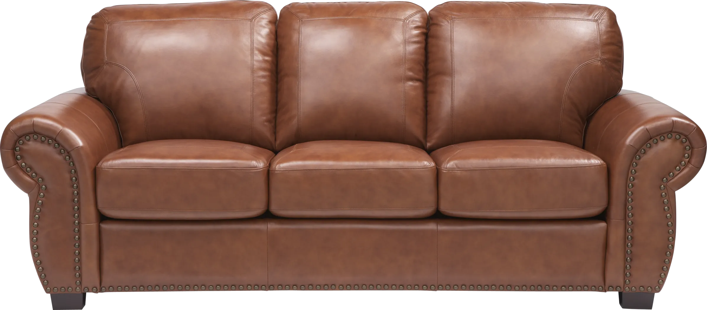 Balencia Light Brown Leather Sofa - Thumbnail - Image 1