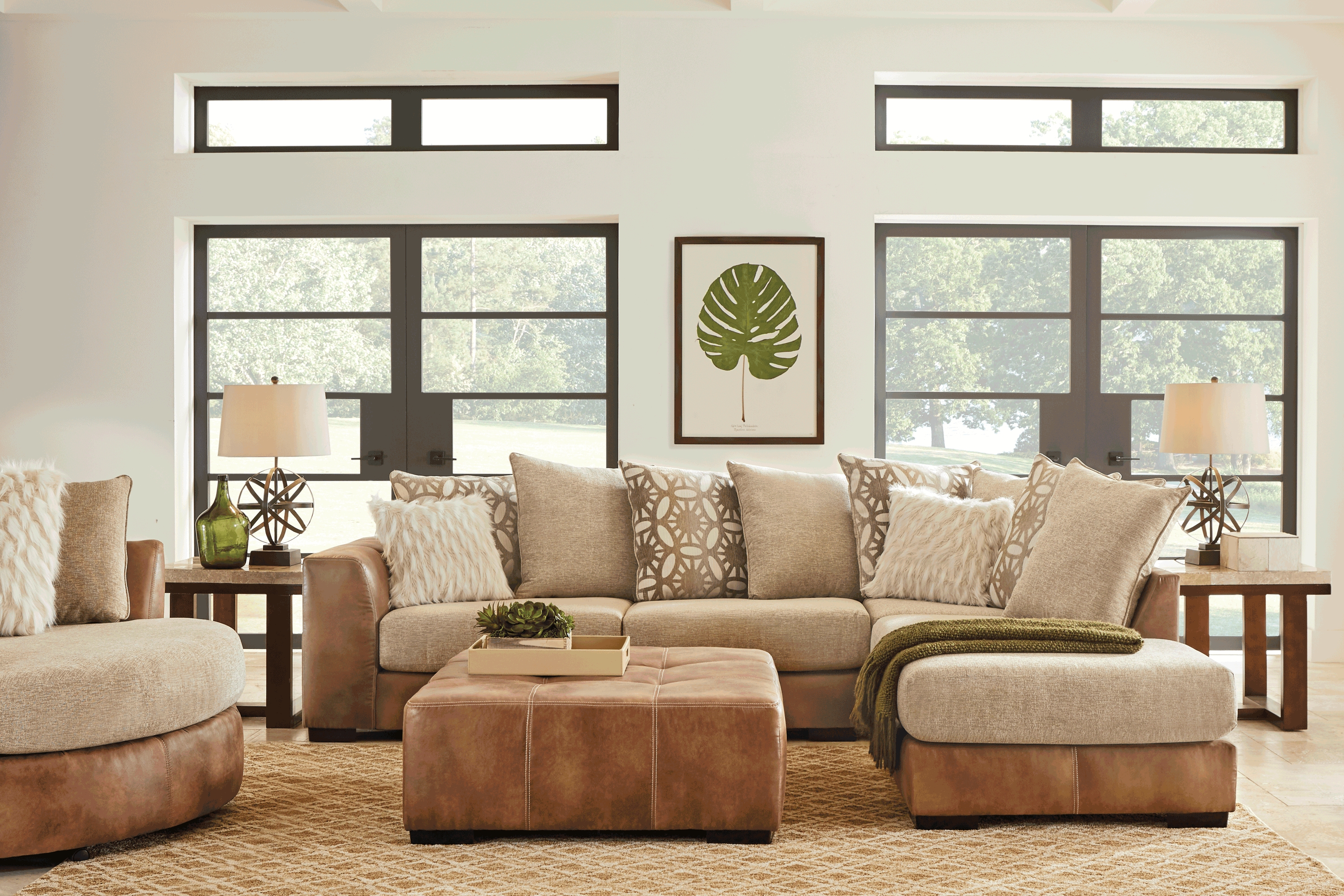 Ballinger Beige 3 Pc Sectional Living Room - Thumbnail - Image 1