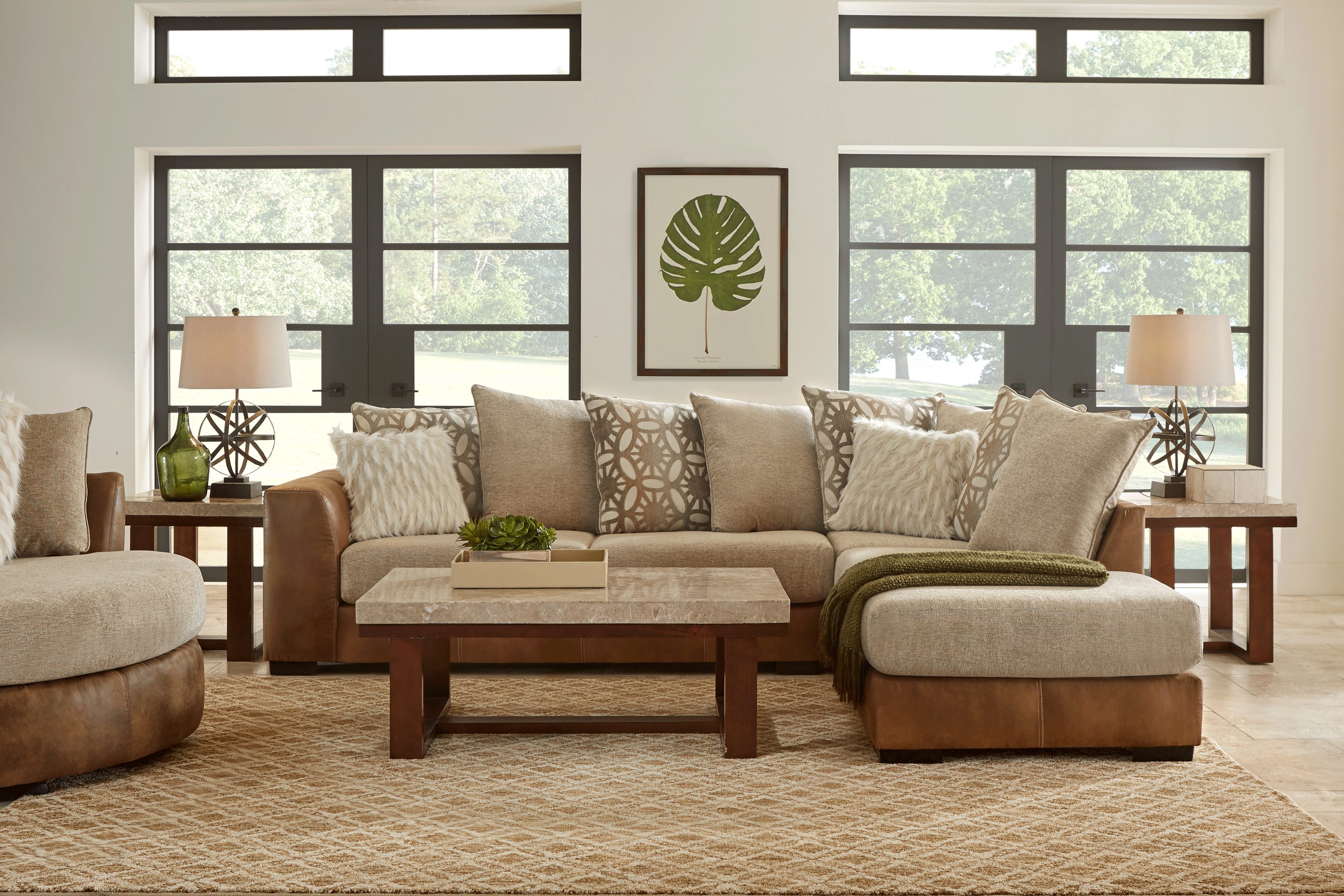 Ballinger Beige 5 Pc Sectional Living Room - Thumbnail - Image 1