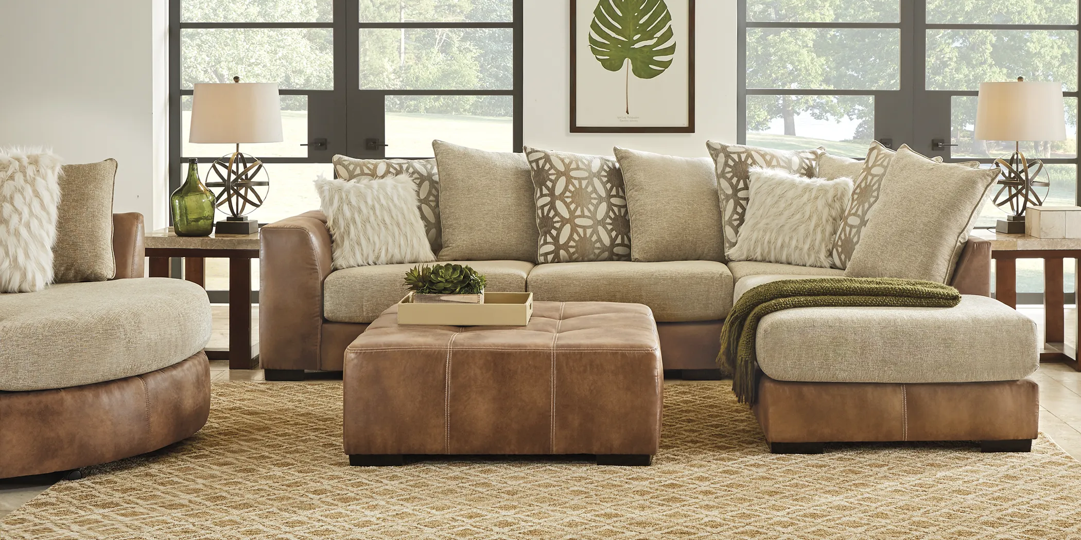Ballinger Beige 5 Pc Sectional Living Room - Thumbnail - Image 1