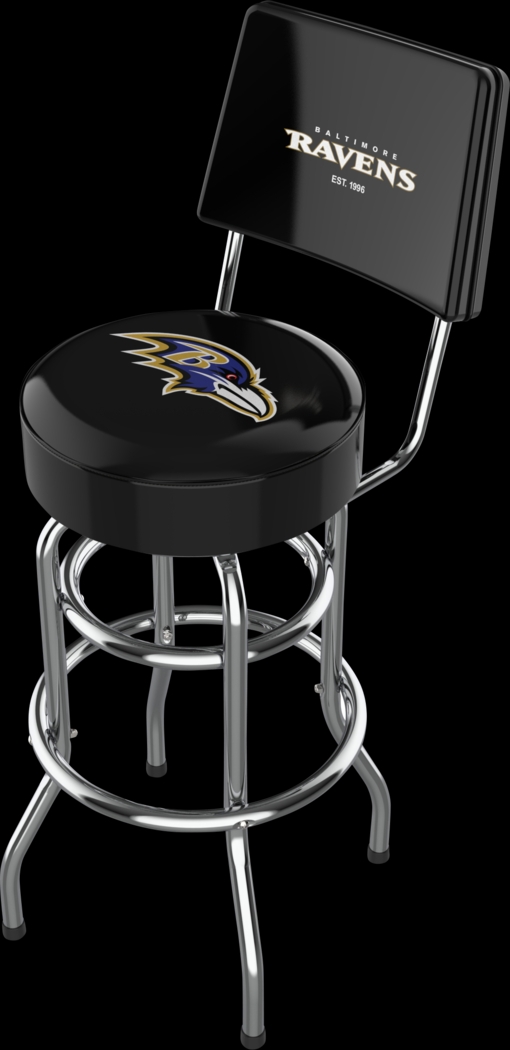 Baltimore Ravens Black Swivel Barstool with Back - Thumbnail - Image 1