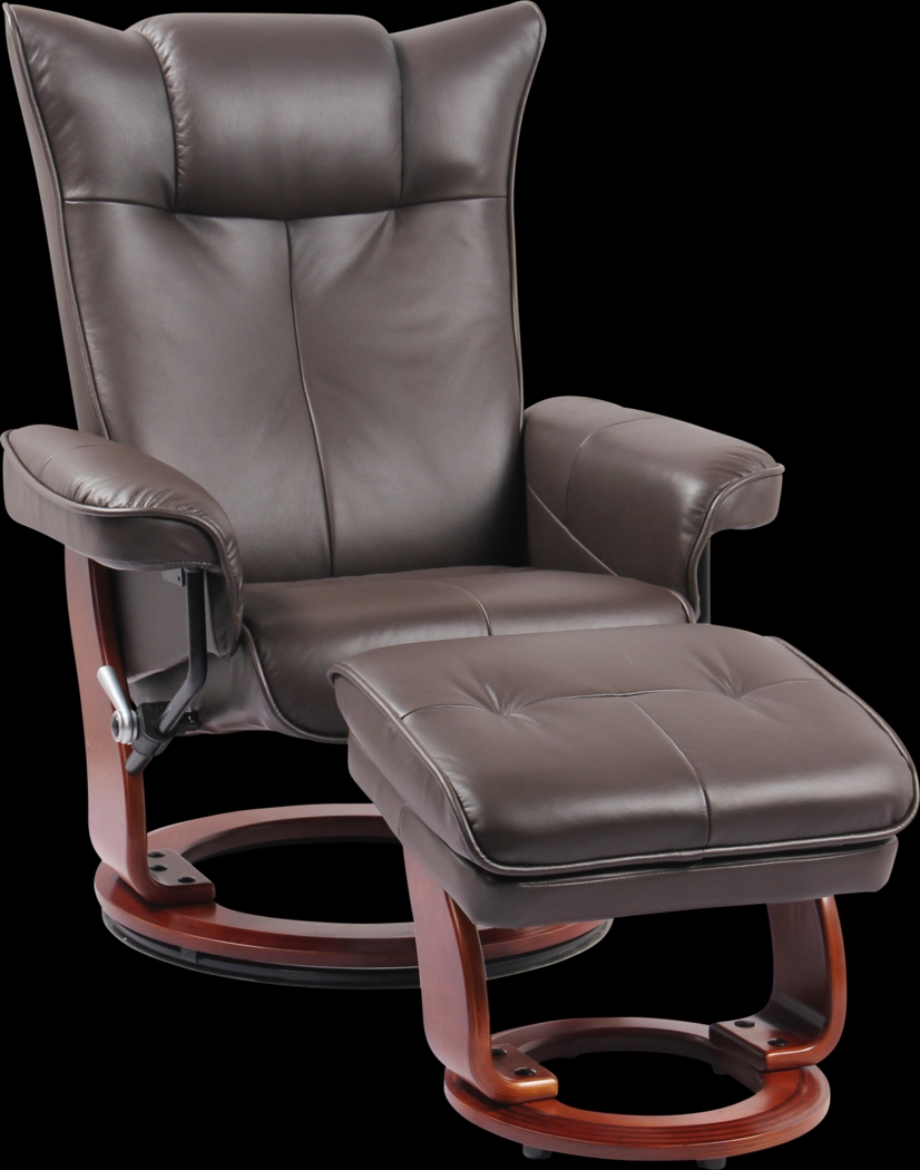 Bamell Brown Recliner and Ottoman - Thumbnail - Image 1