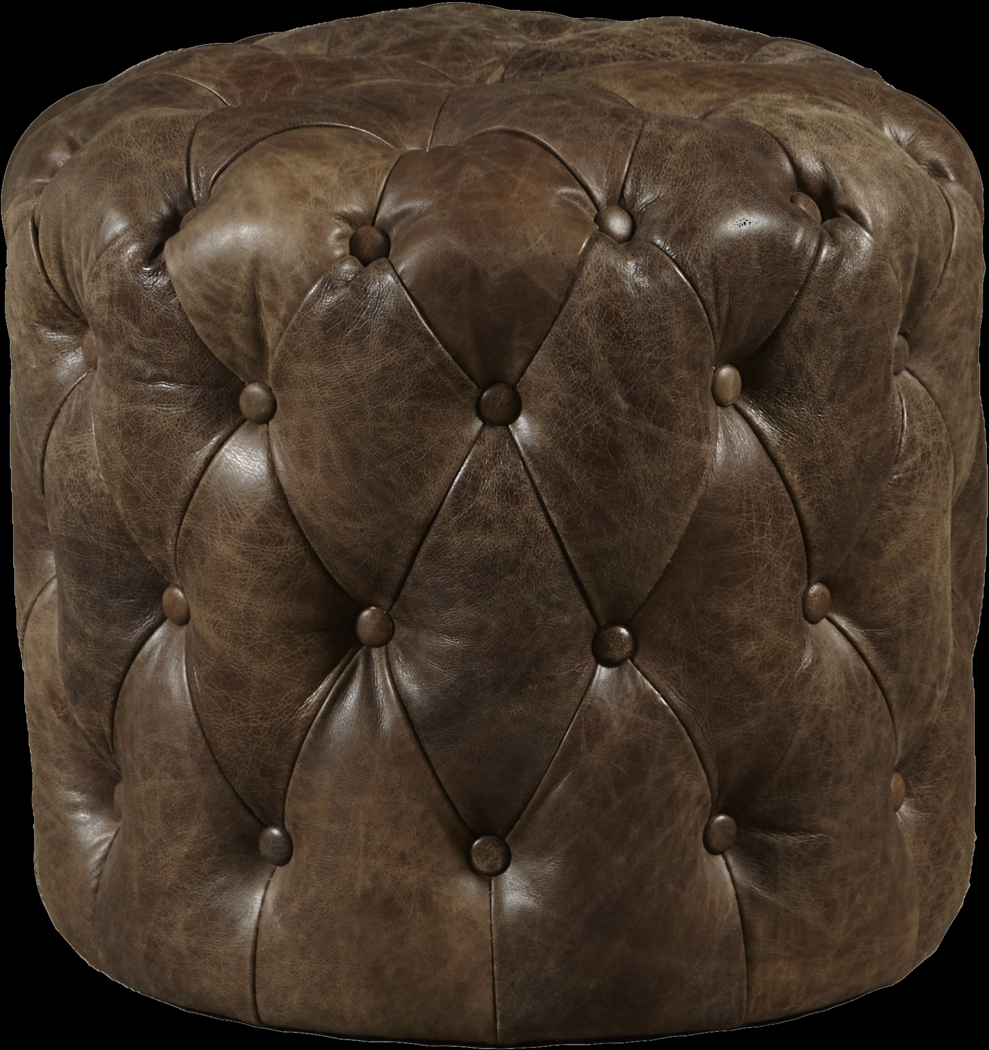 Bampton Brown Leather Ottoman - Thumbnail - Image 1