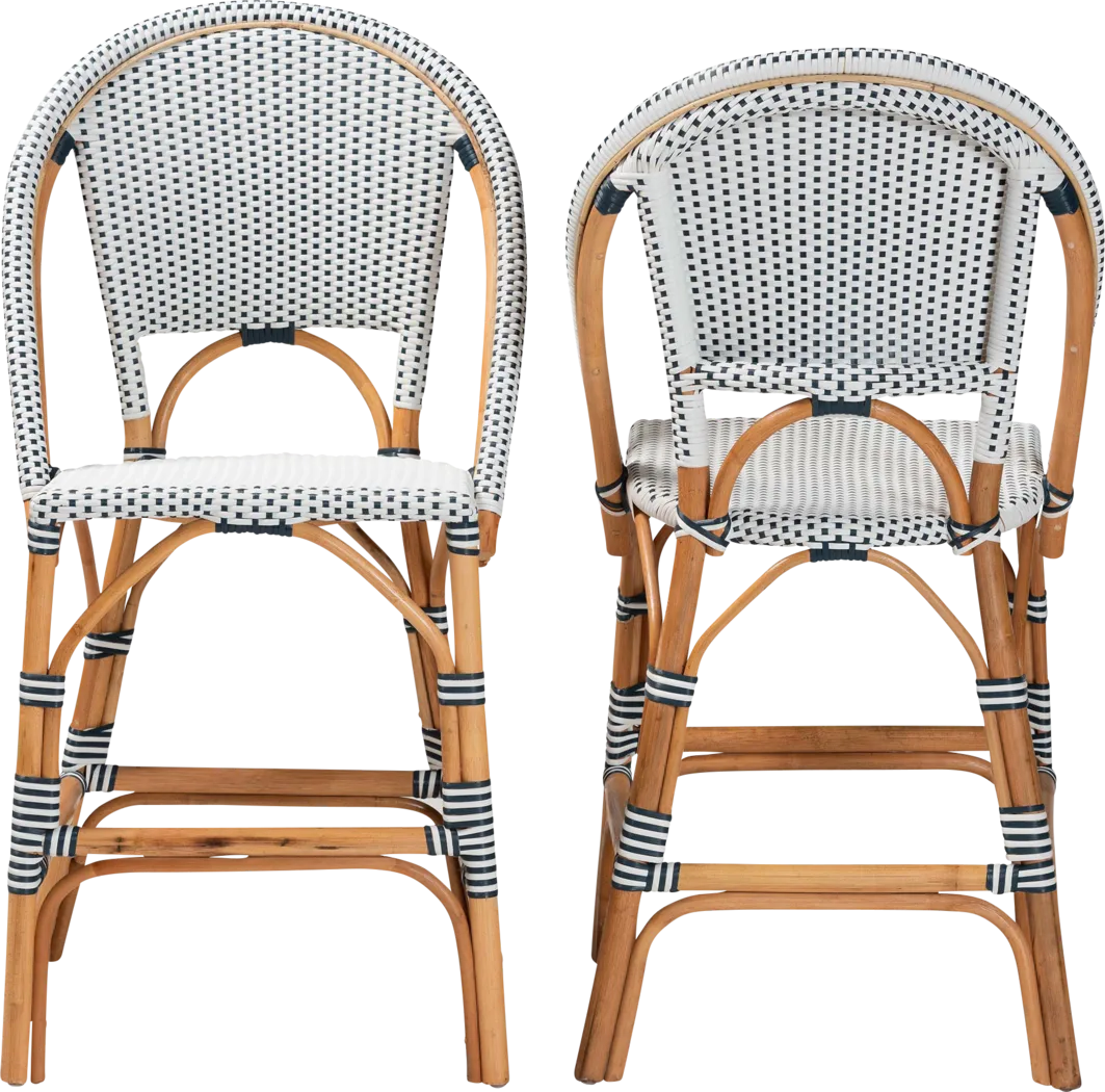 Bandyn Navy and White Counter Height Stool, Set of 2 - Thumbnail - Image 3