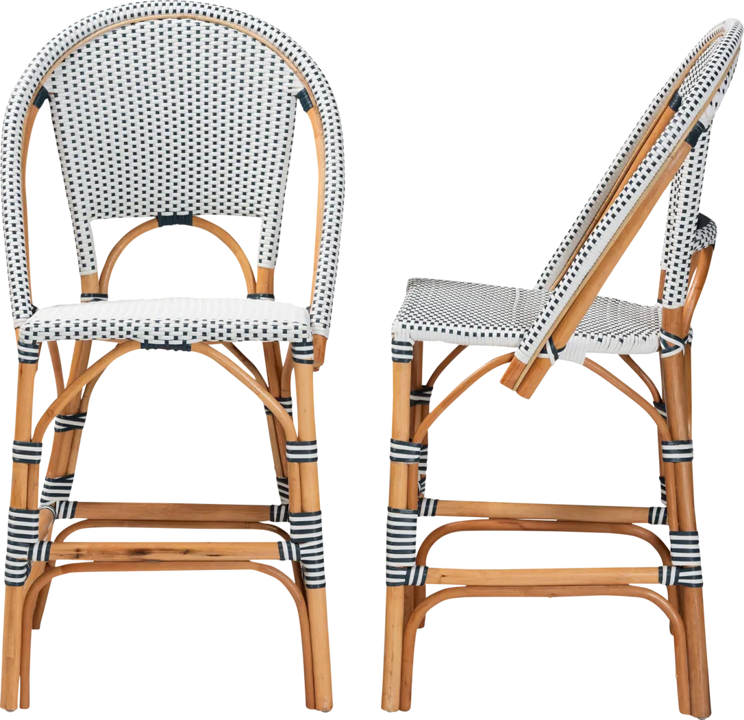 Bandyn Navy and White Counter Height Stool, Set of 2 - Thumbnail - Image 4