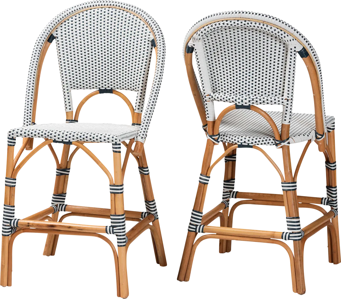 Bandyn Navy and White Counter Height Stool, Set of 2 - Thumbnail - Image 1