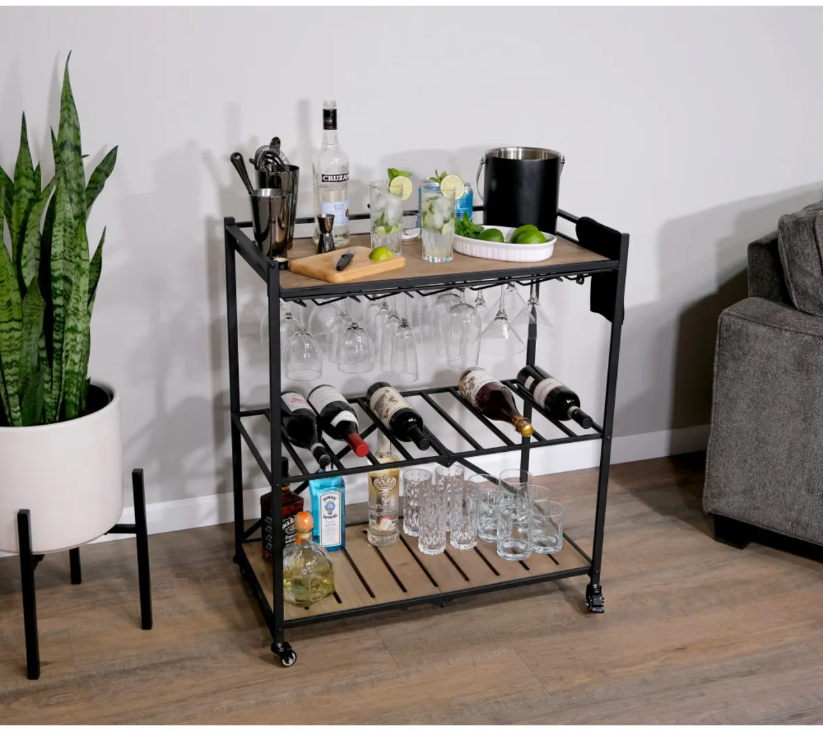 Bangerter Taupe Bar Cart - Thumbnail - Image 2
