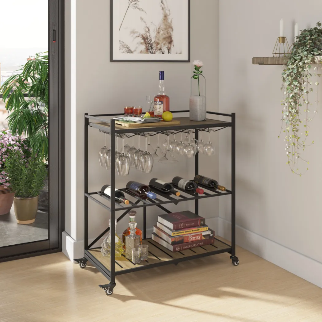 Bangerter Taupe Bar Cart - Thumbnail - Image 3
