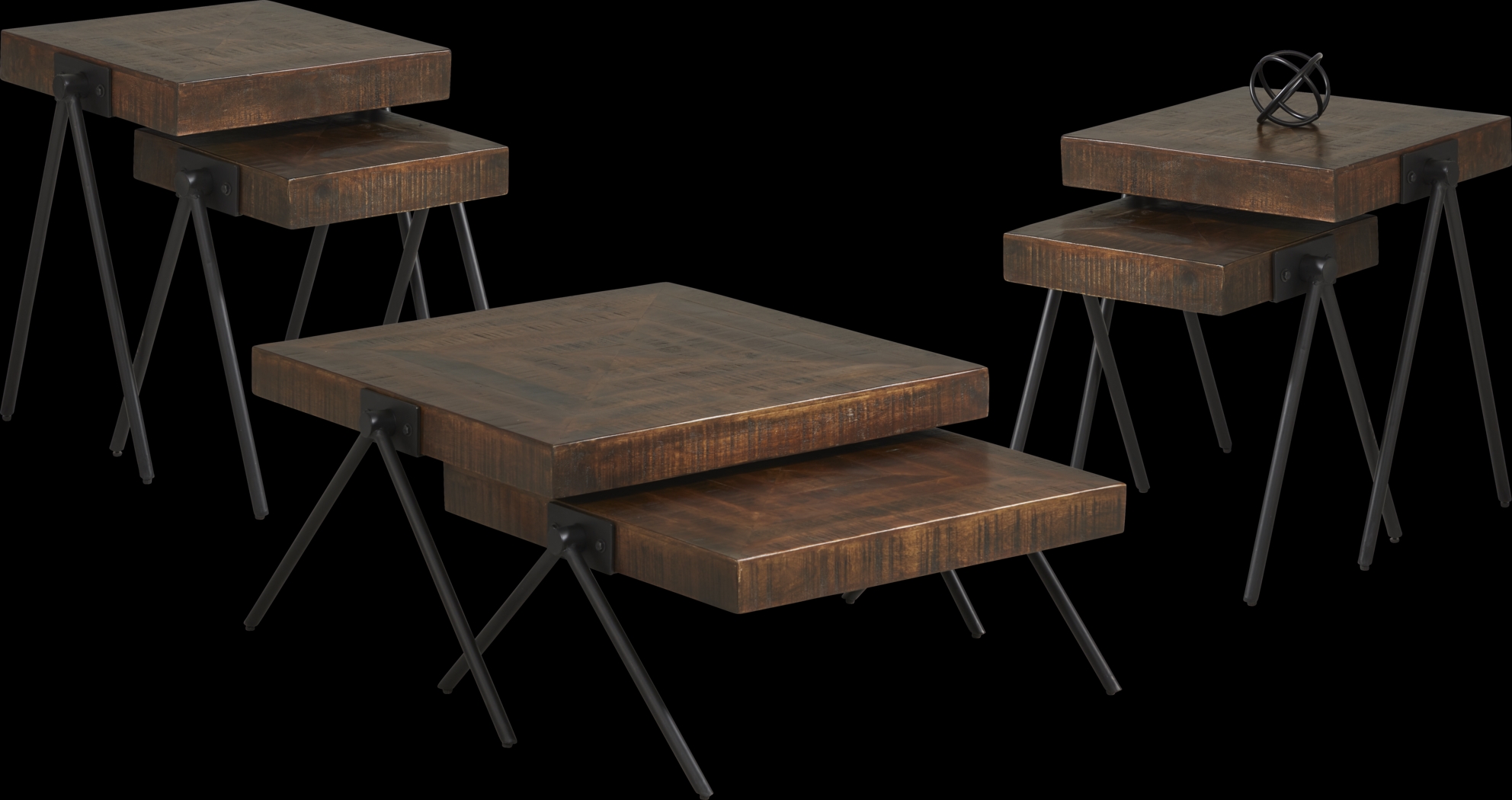 Villa Ashbury Brown Leather 7 Pc Living Room with Sleeper Sofa - Thumbnail - Image 5