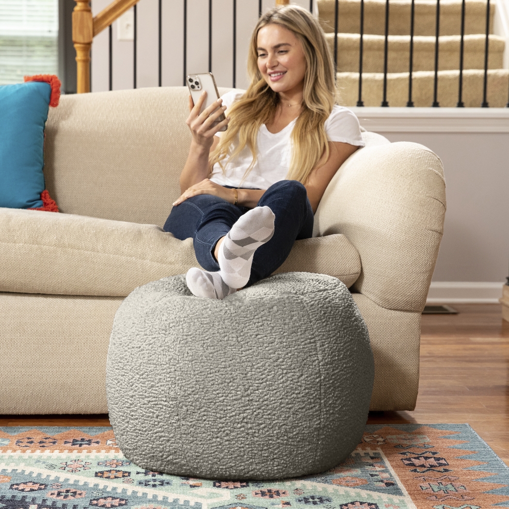 Bansqa I Gray Shearling Pouf - Thumbnail - Image 3