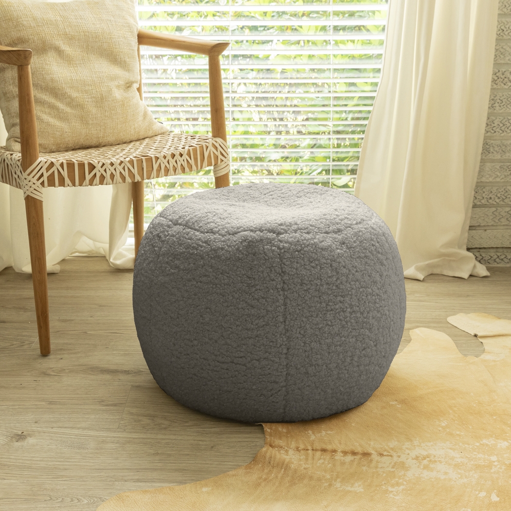 Bansqa I Gray Shearling Pouf - Thumbnail - Image 5