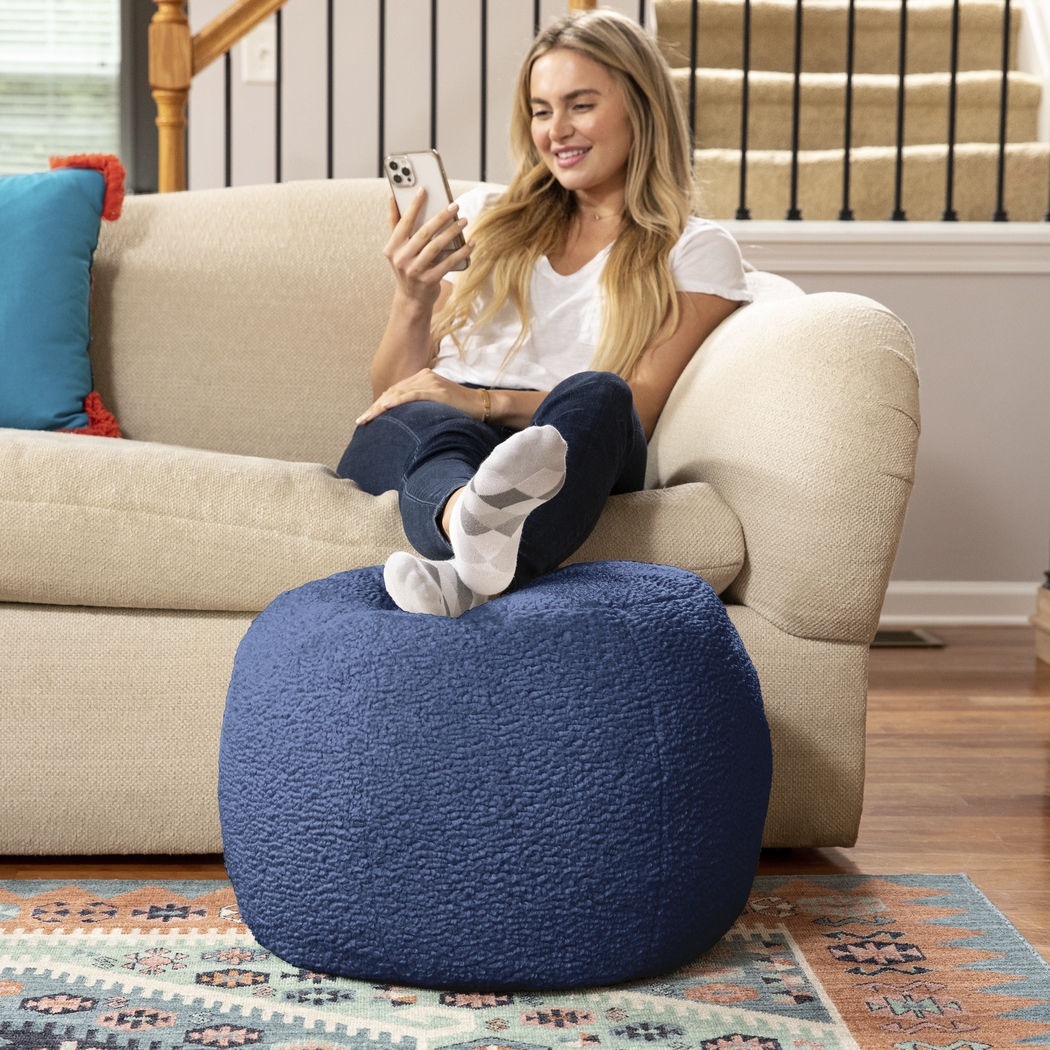 Bansqa I Indigo Shearling Pouf - Thumbnail - Image 3