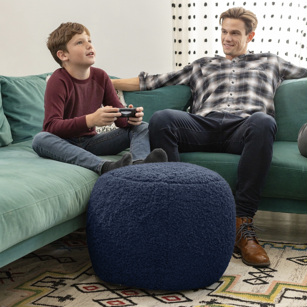 Bansqa I Indigo Shearling Pouf - Thumbnail - Image 4