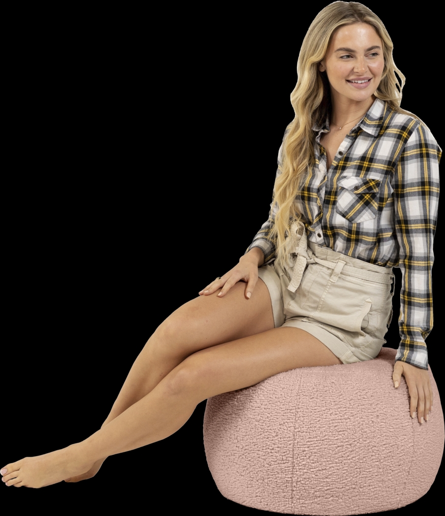 Bansqa I Pink Shearling Pouf - Thumbnail - Image 2