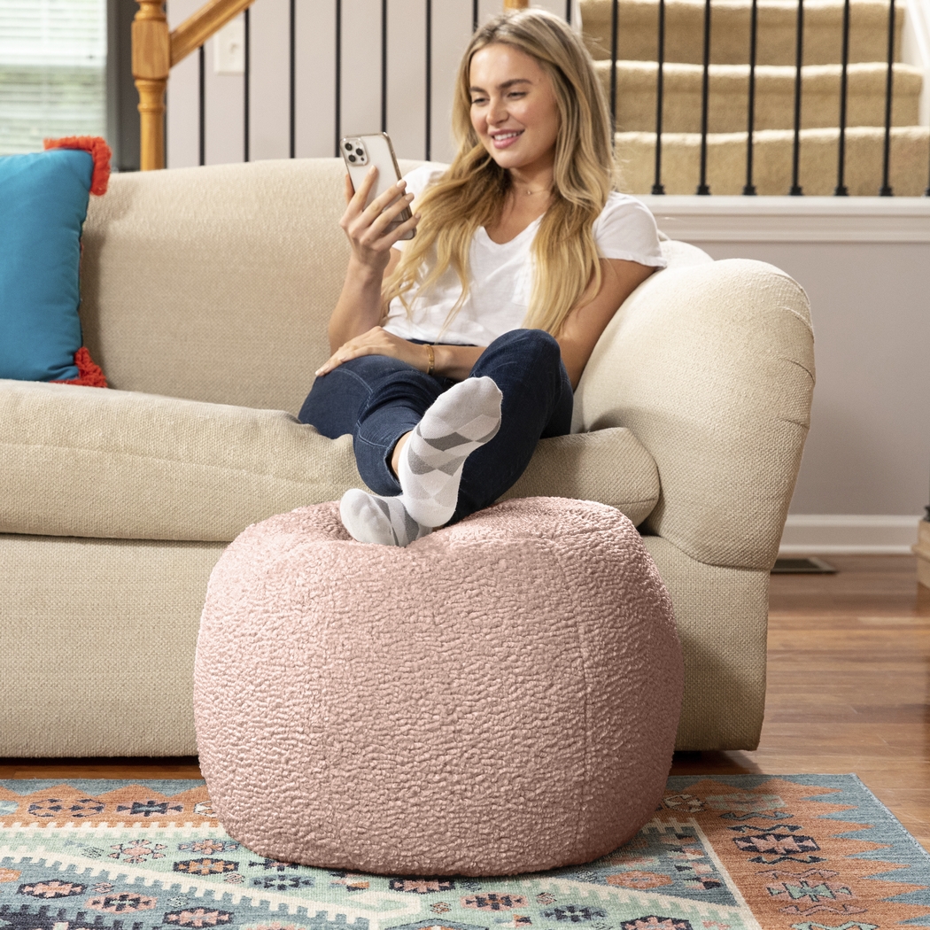 Bansqa I Pink Shearling Pouf - Thumbnail - Image 3
