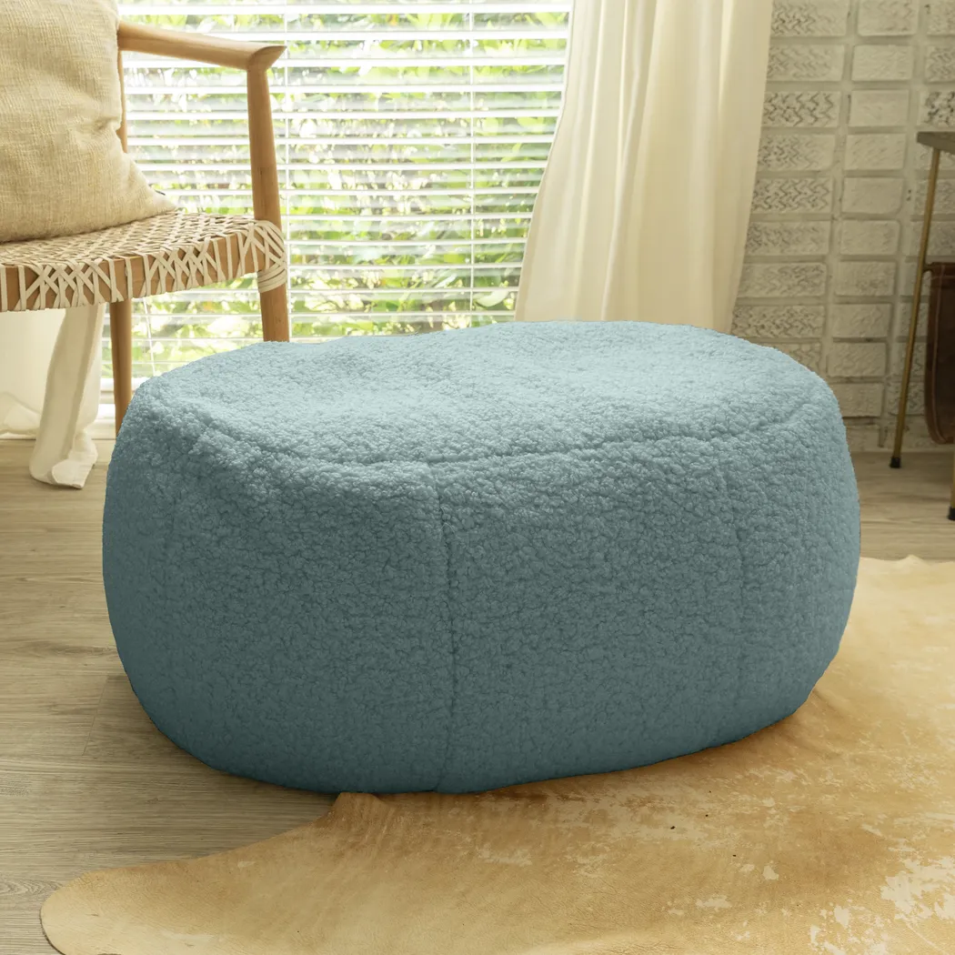 Bansqa II Green Oval Shearling Pouf - Thumbnail - Image 5