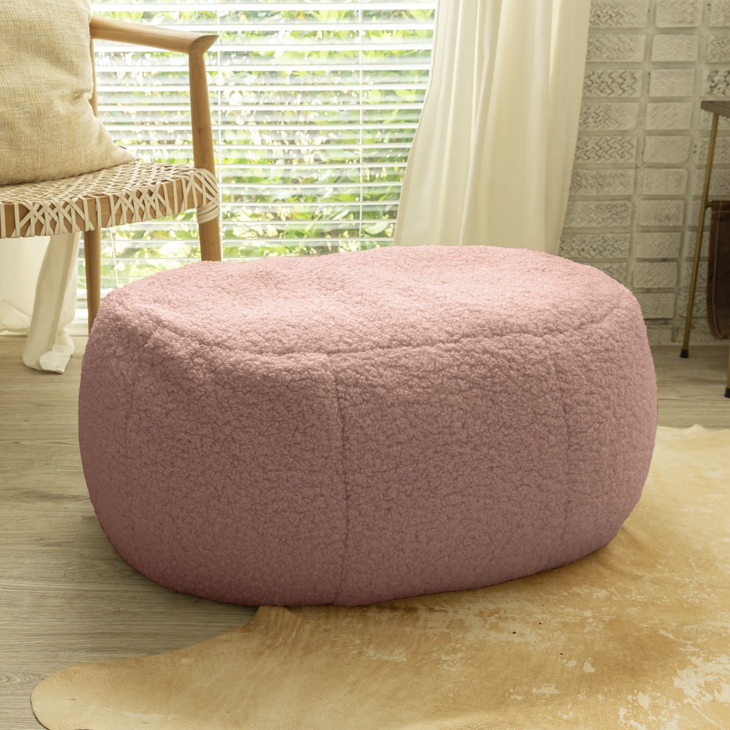 Bansqa II Pink Oval Shearling Pouf - Thumbnail - Image 5