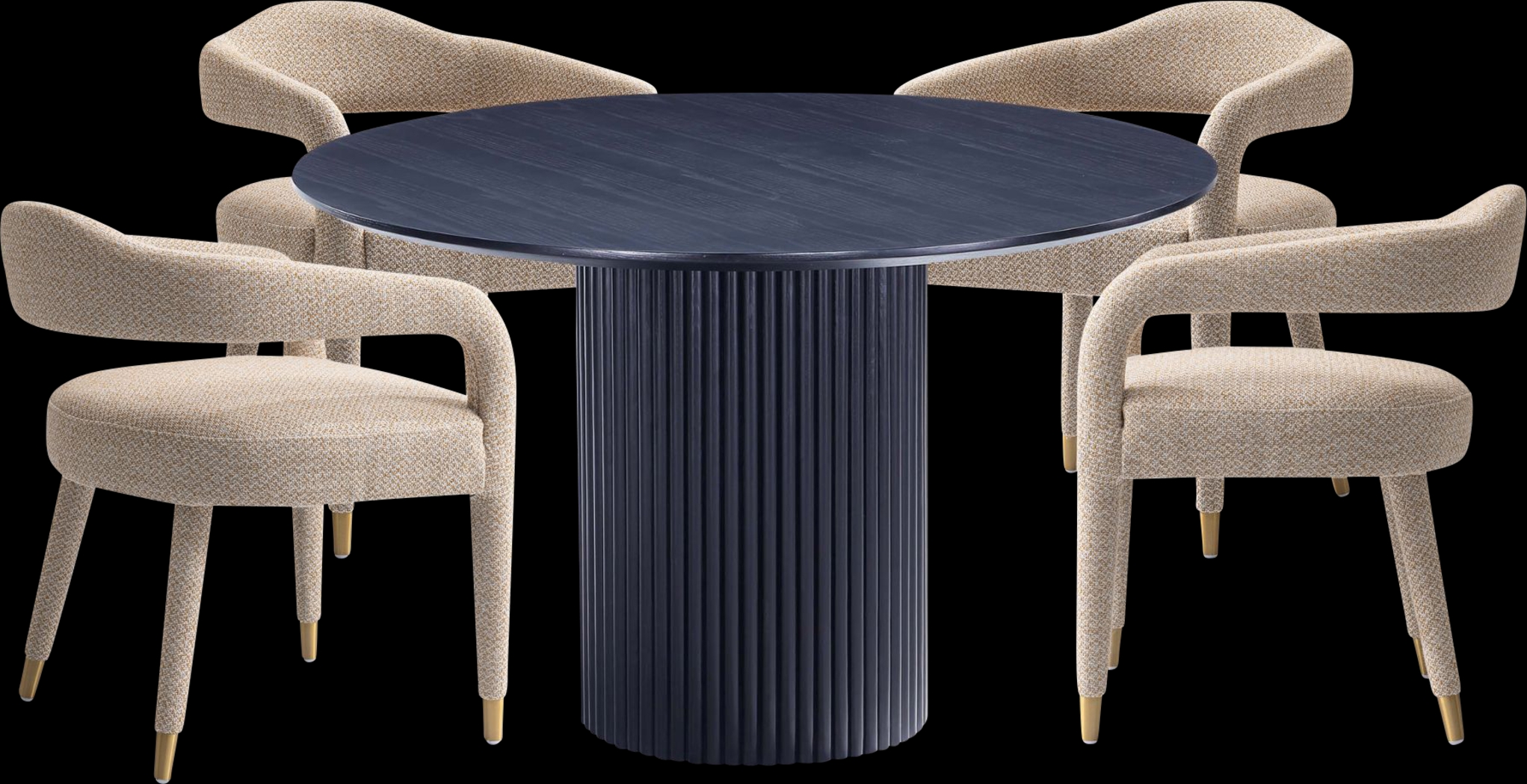 Barbette Black and Gold 5 Pc Dining Table Set - Thumbnail - Image 1