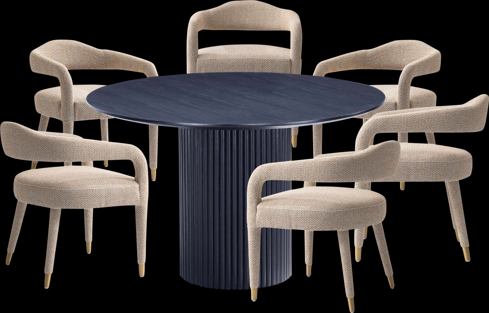 Barbette Black and Gold 7 Pc Dining Table Set - Thumbnail - Image 1