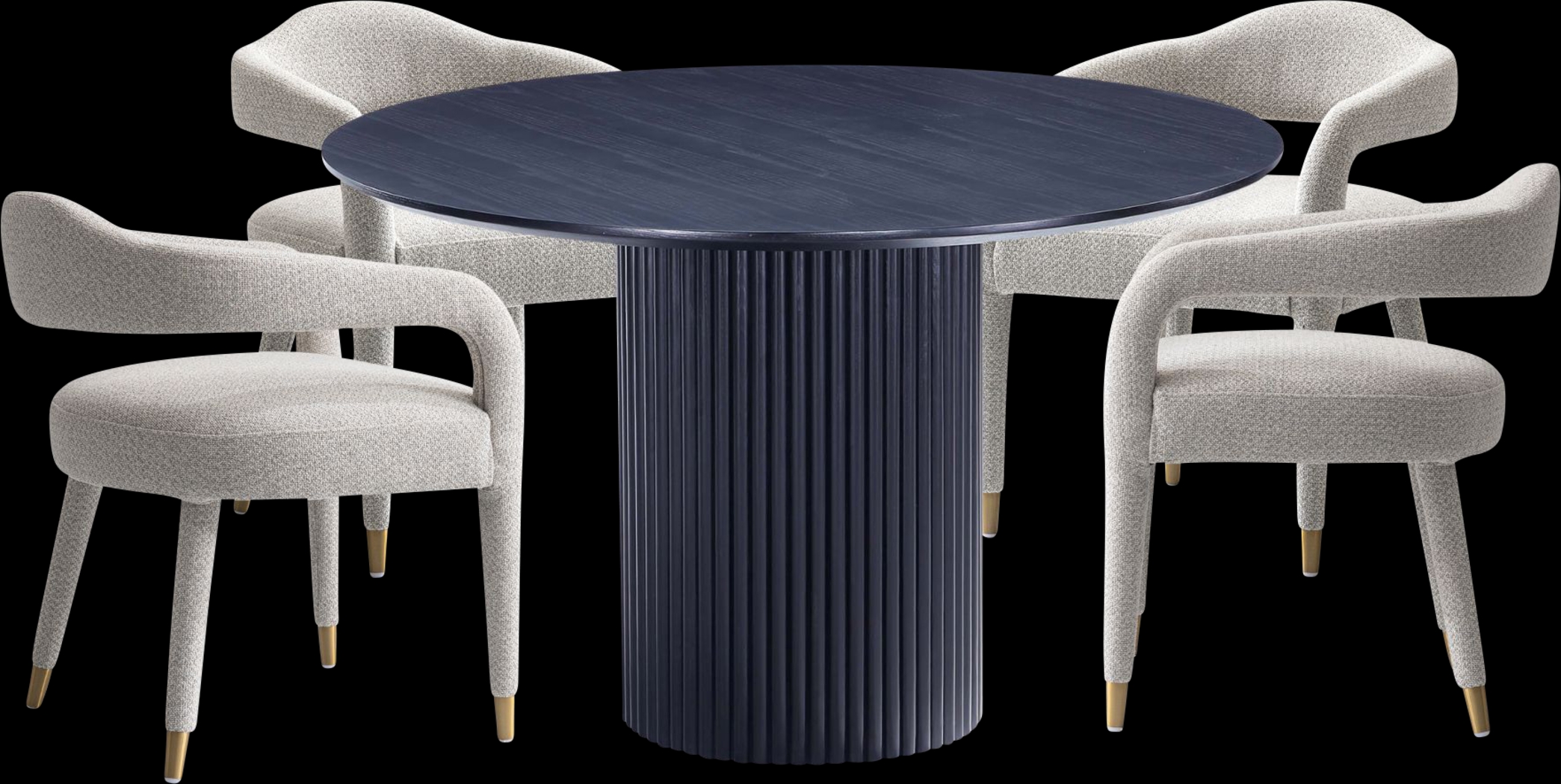 Barbette Black and Silver 5 Pc Dining Table Set - Thumbnail - Image 1