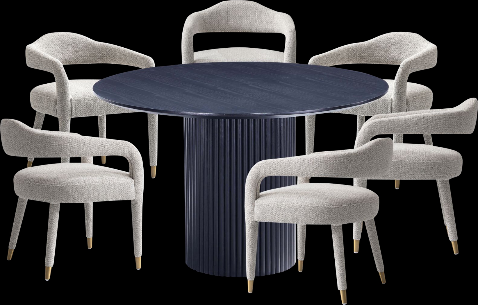 Barbette Black and Silver 7 Pc Dining Table Set - Thumbnail - Image 1