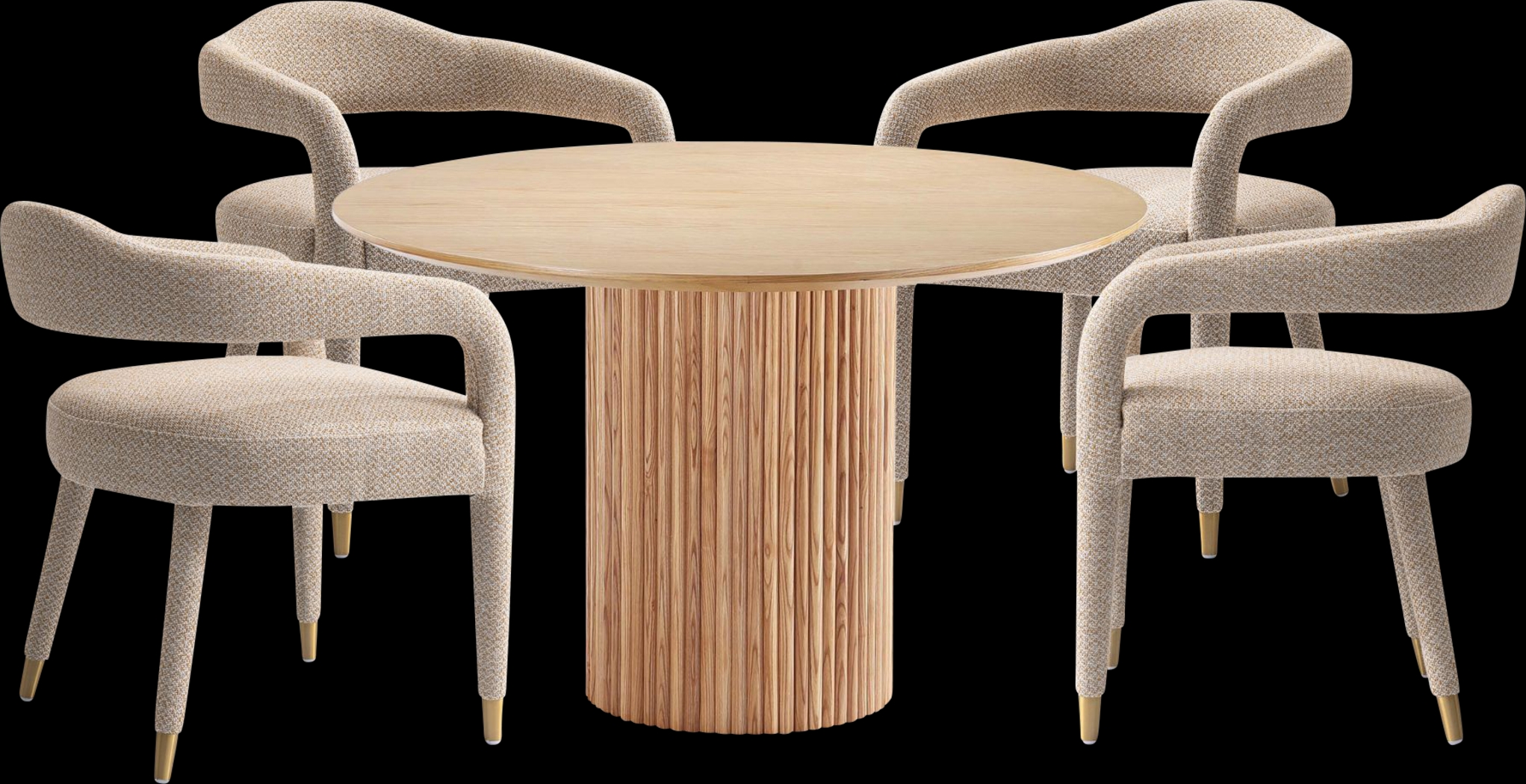 Barbette Natural and Gold 5 Pc Dining Table Set - Thumbnail - Image 1