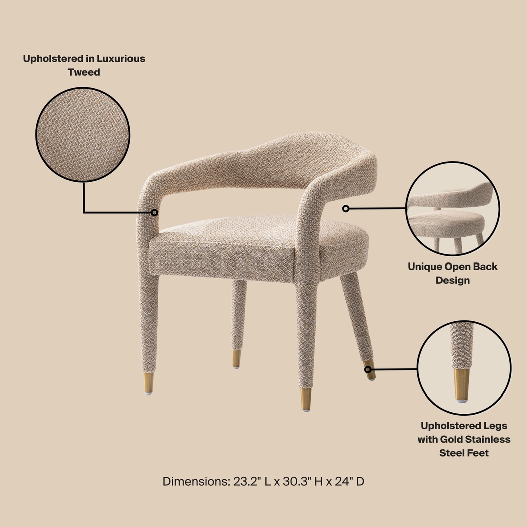 Barbette Natural and Gold 7 Pc Dining Table Set - Thumbnail - Image 2