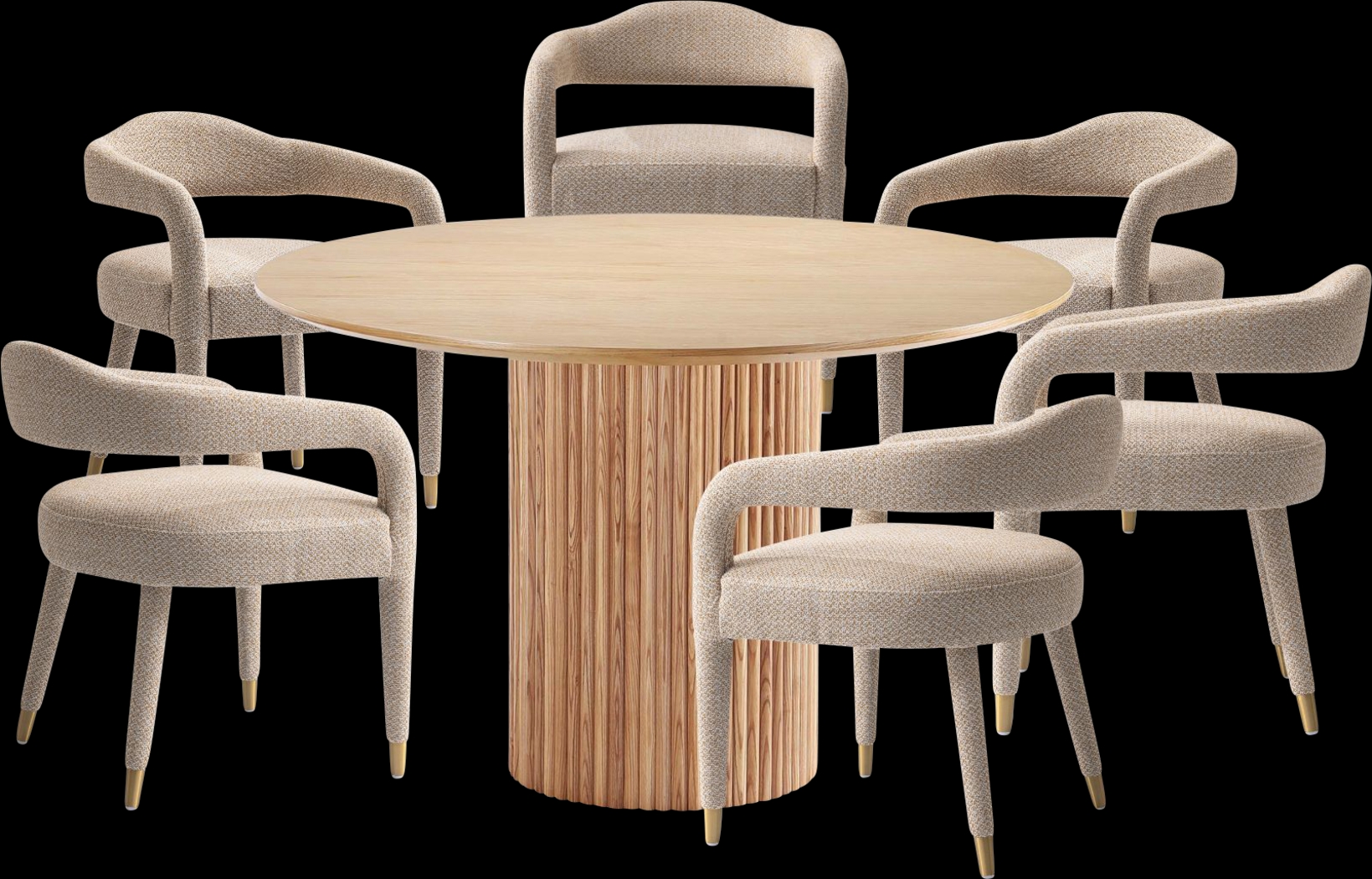Barbette Natural and Gold 7 Pc Dining Table Set - Thumbnail - Image 1