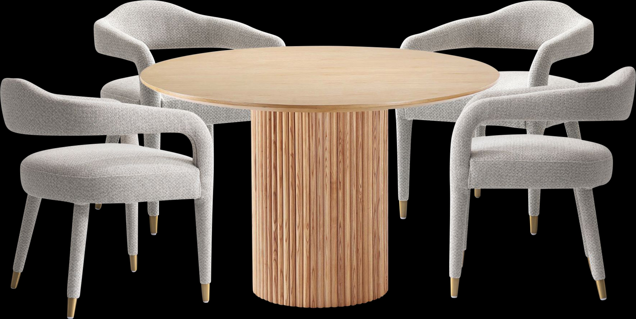 Barbette Natural and Silver 5 Pc Dining Table Set - Thumbnail - Image 1