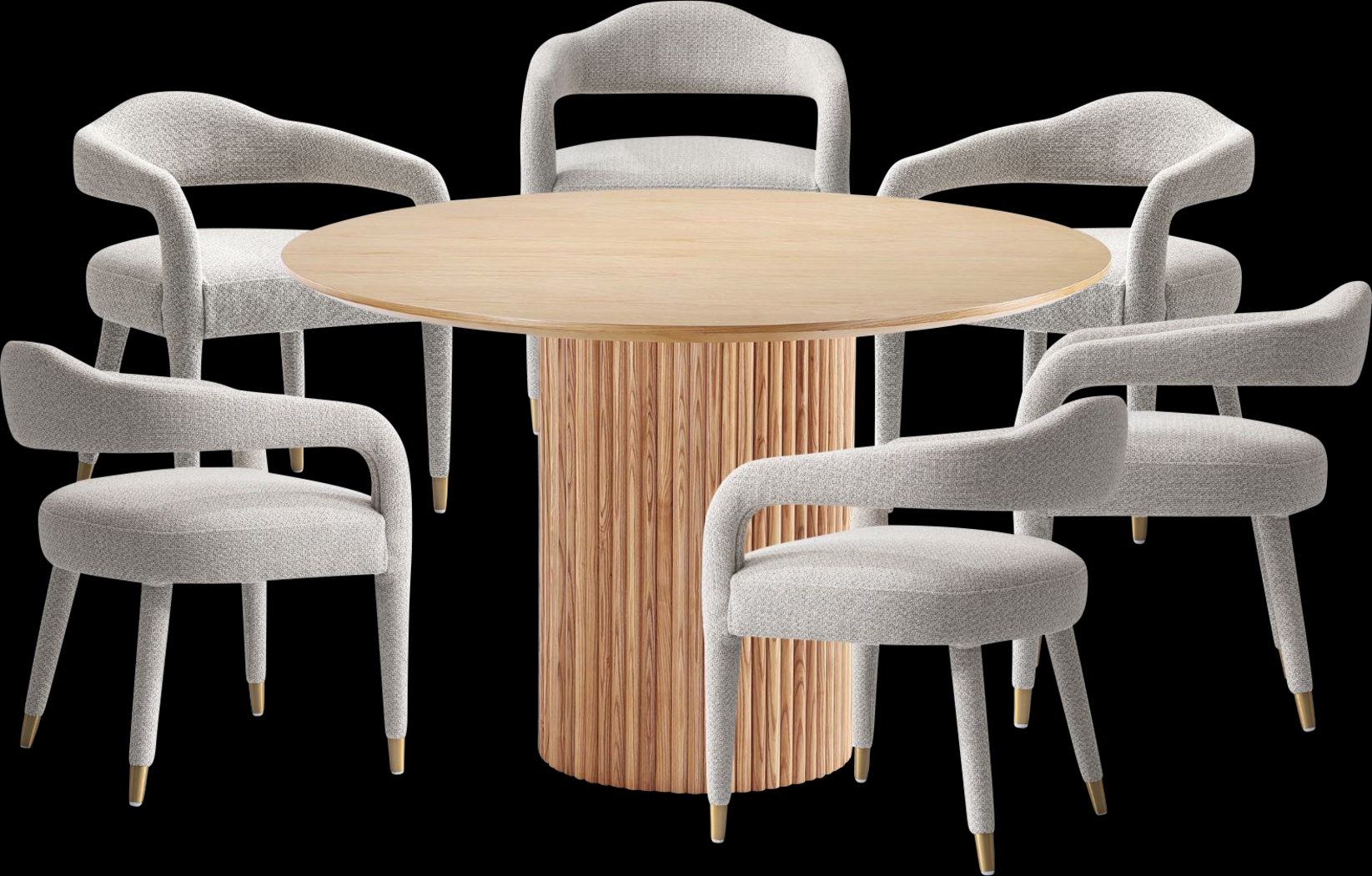 Barbette Natural and Silver 7 Pc Dining Table Set - Thumbnail - Image 1