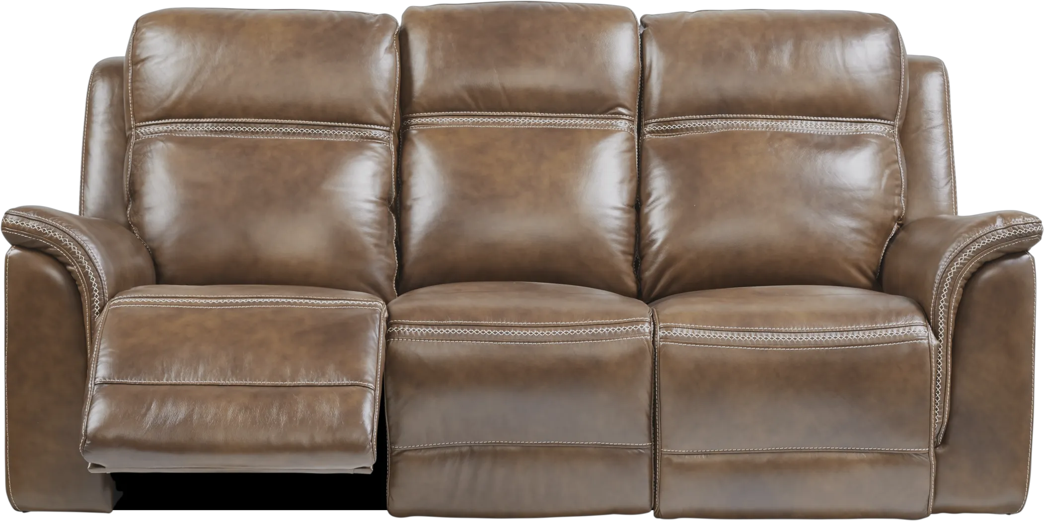 Barcaccia Brown Leather Dual Power Reclining Sofa - Thumbnail - Image 2