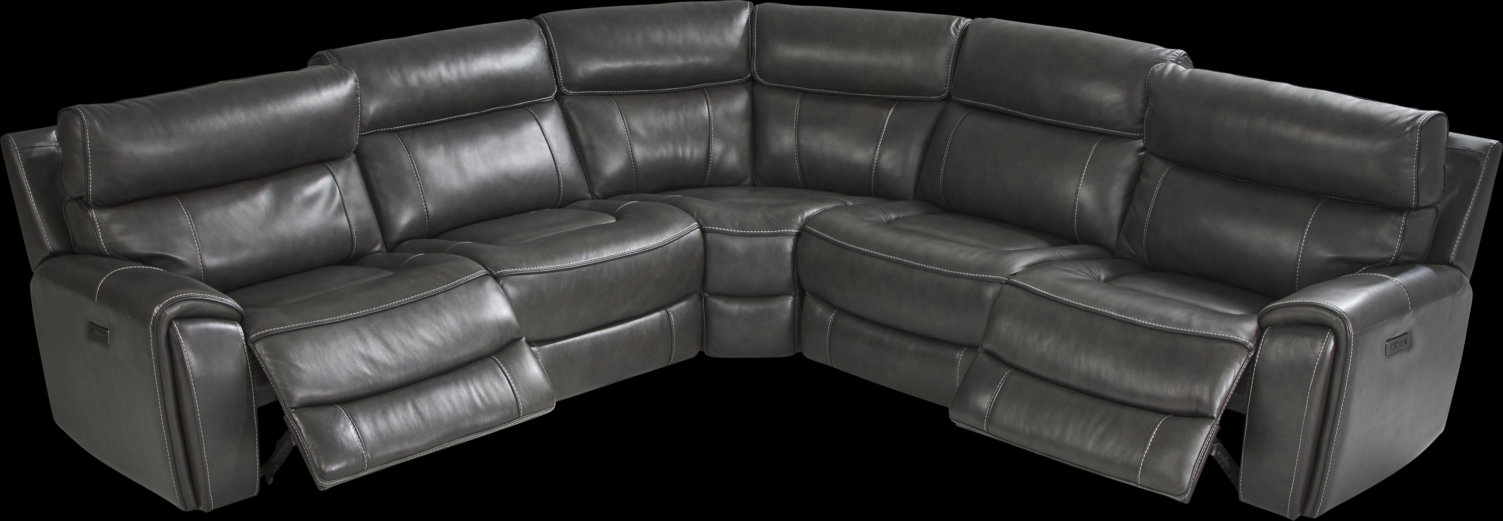 Bardella Dark Gray Leather 8 Pc Reclining Sectional Living Room - Thumbnail - Image 5
