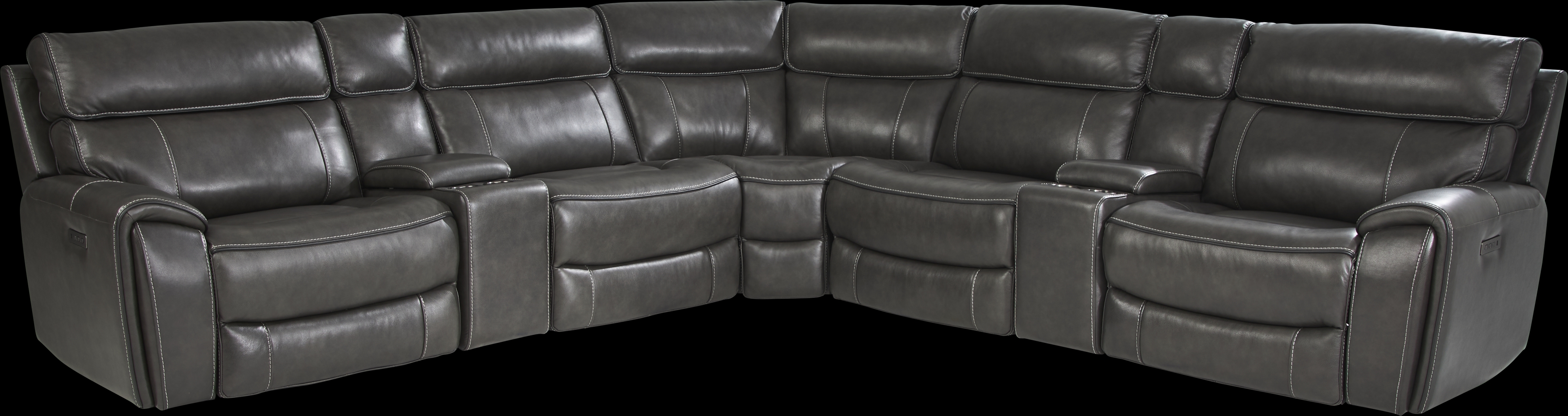 Bardella Dark Gray Leather 10 Pc Dual Power Reclining Sectional Living Room - Thumbnail - Image 2