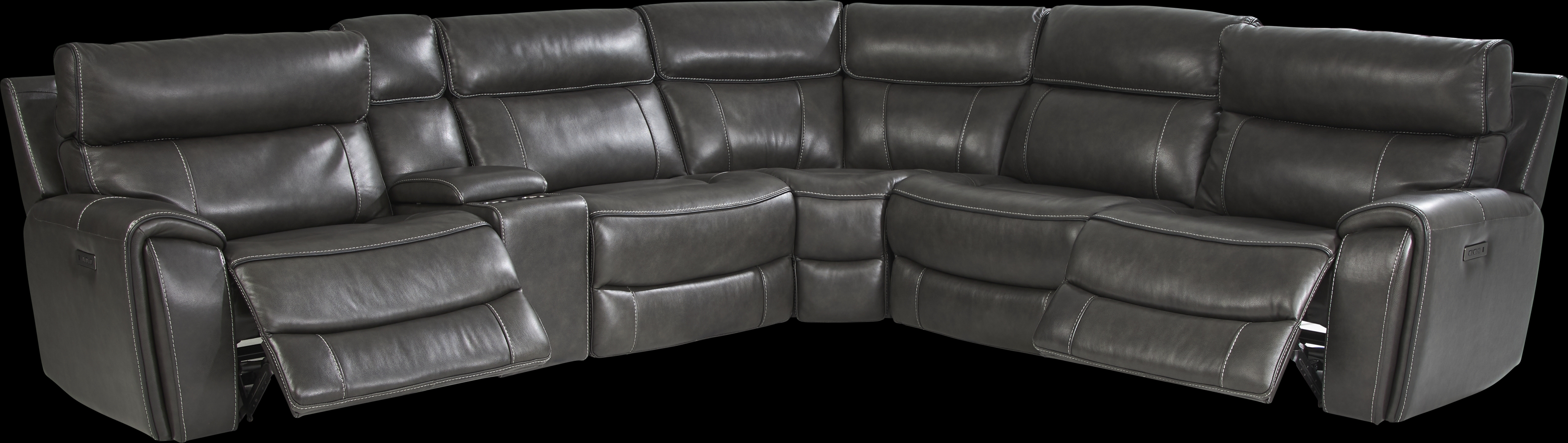 Bardella Dark Gray Leather 10 Pc Reclining Sectional Living Room - Thumbnail - Image 3