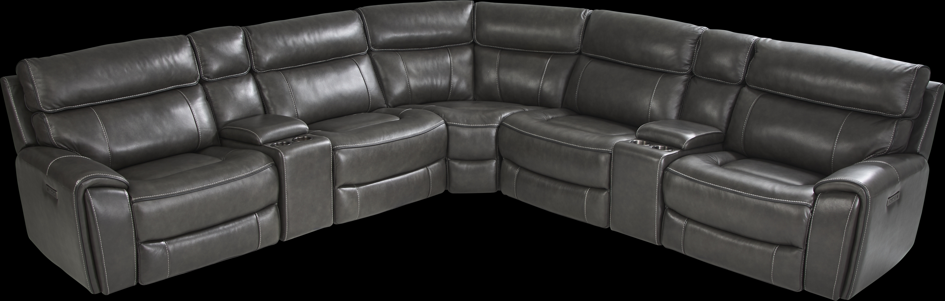 Bardella Dark Gray Leather 10 Pc Reclining Sectional Living Room - Thumbnail - Image 4