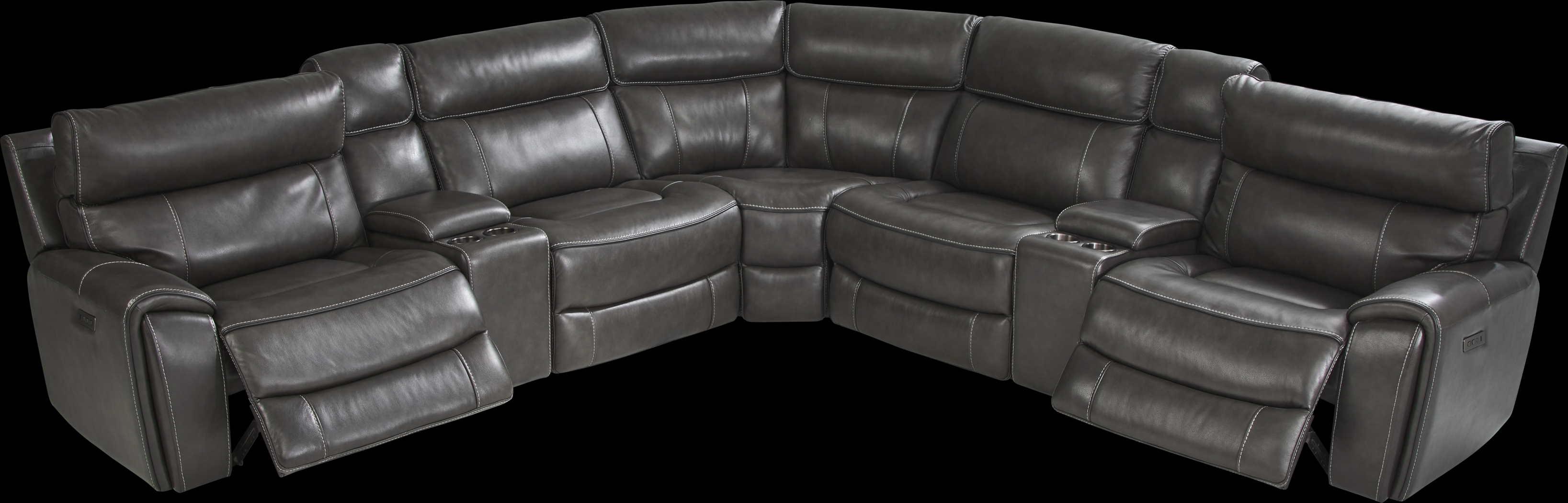 Bardella Dark Gray Leather 10 Pc Reclining Sectional Living Room - Thumbnail - Image 5