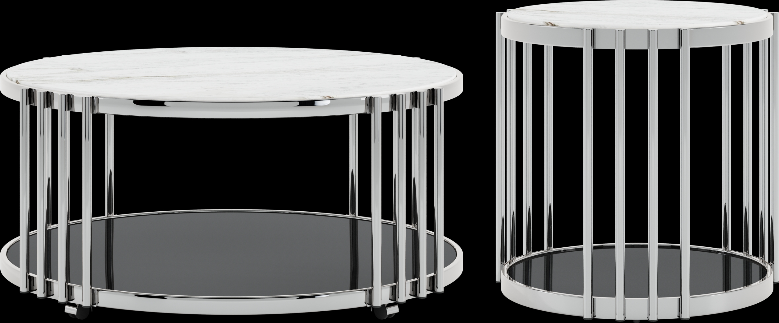 Bardiglio Silver 2 pc Occasional Table Set - Thumbnail - Image 1