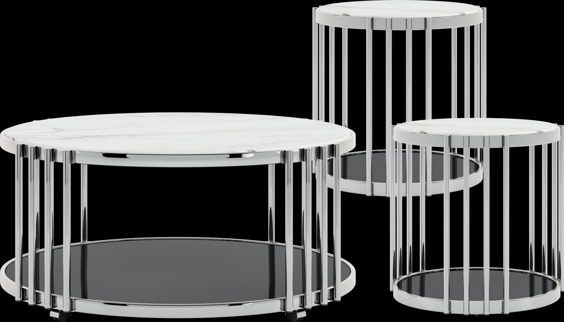 Bardiglio Silver 3 Pc Occasional Table Set - Thumbnail - Image 1