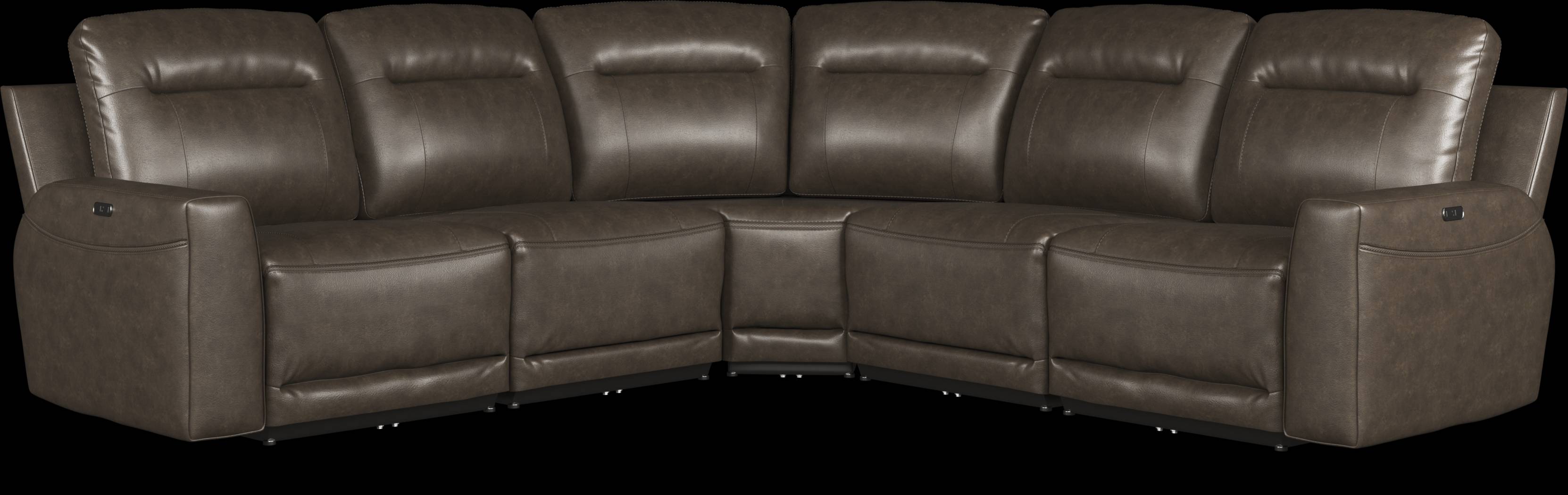 Bargotti Charcoal Leather 8 Pc Dual Power Reclining Sectional Living Room - Thumbnail - Image 2