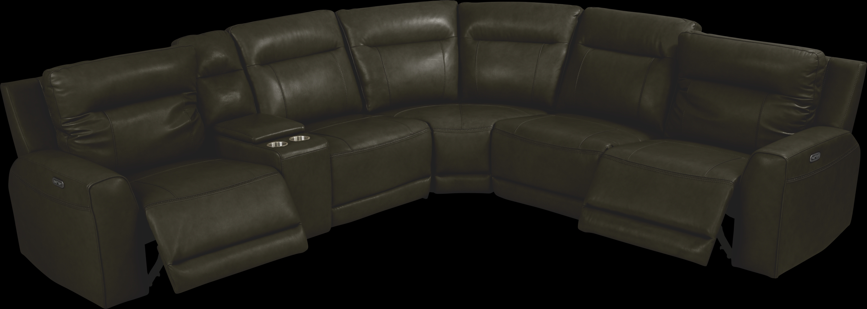 Bargotti Charcoal Leather 9 Pc Dual Power Reclining Sectional Living Room - Thumbnail - Image 3