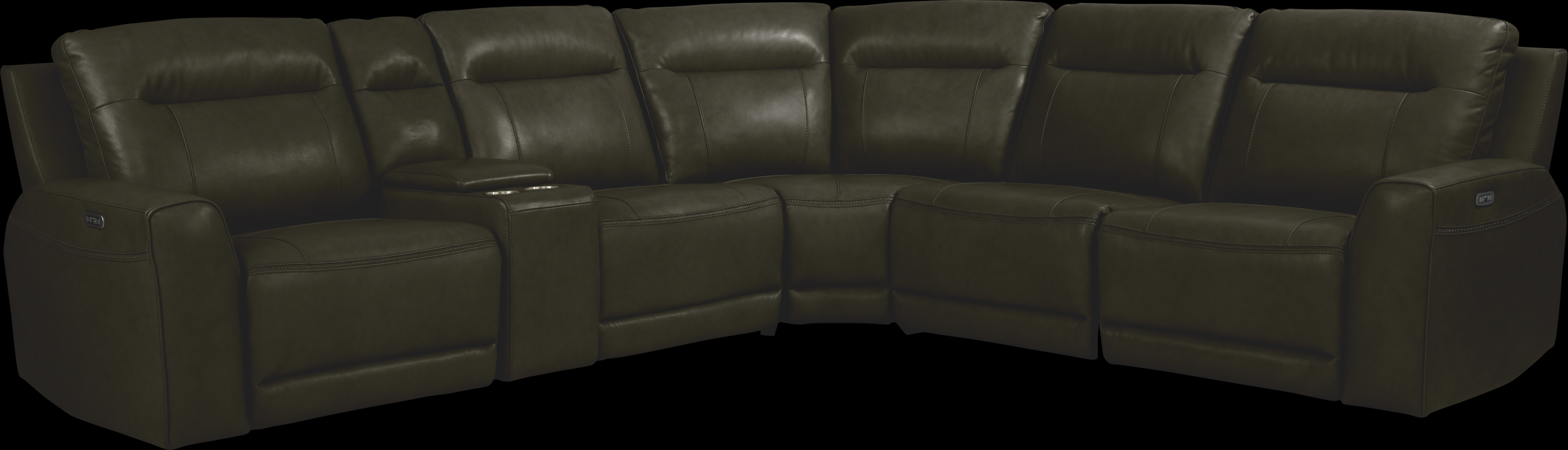 Bargotti Charcoal Leather 9 Pc Dual Power Reclining Sectional Living Room - Thumbnail - Image 2
