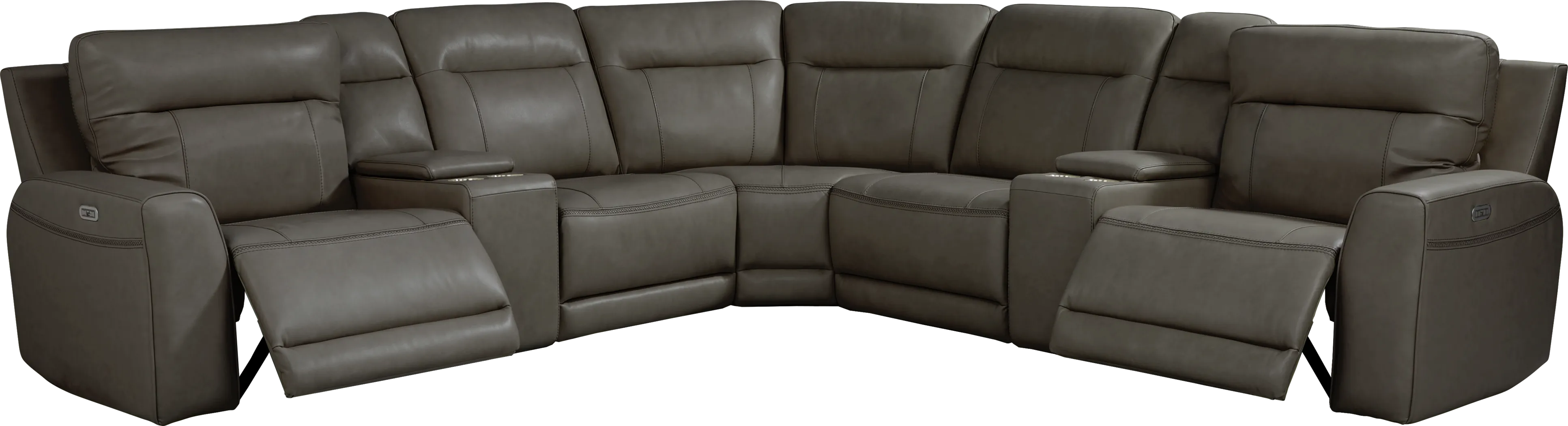 Bargotti Charcoal Leather 7 Pc Dual Power Reclining Sectional - Thumbnail - Image 1