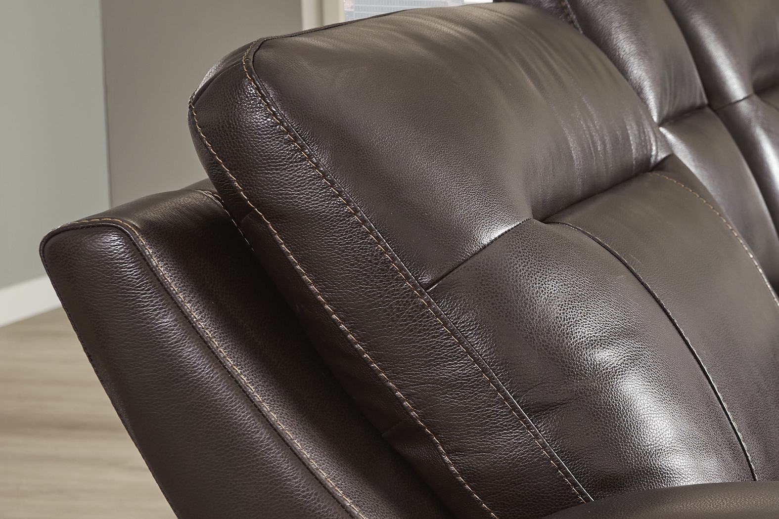 Bargotti Coffee Leather 5 Pc Dual Power Reclining Sectional - Thumbnail - Image 3