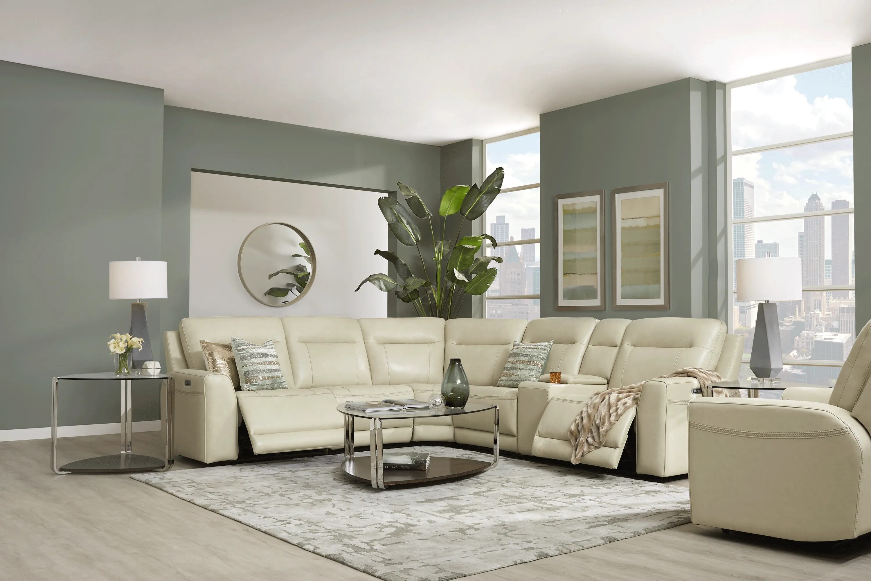 Bargotti Ice Leather 6 Pc Dual Power Reclining Sectional - Thumbnail - Image 2