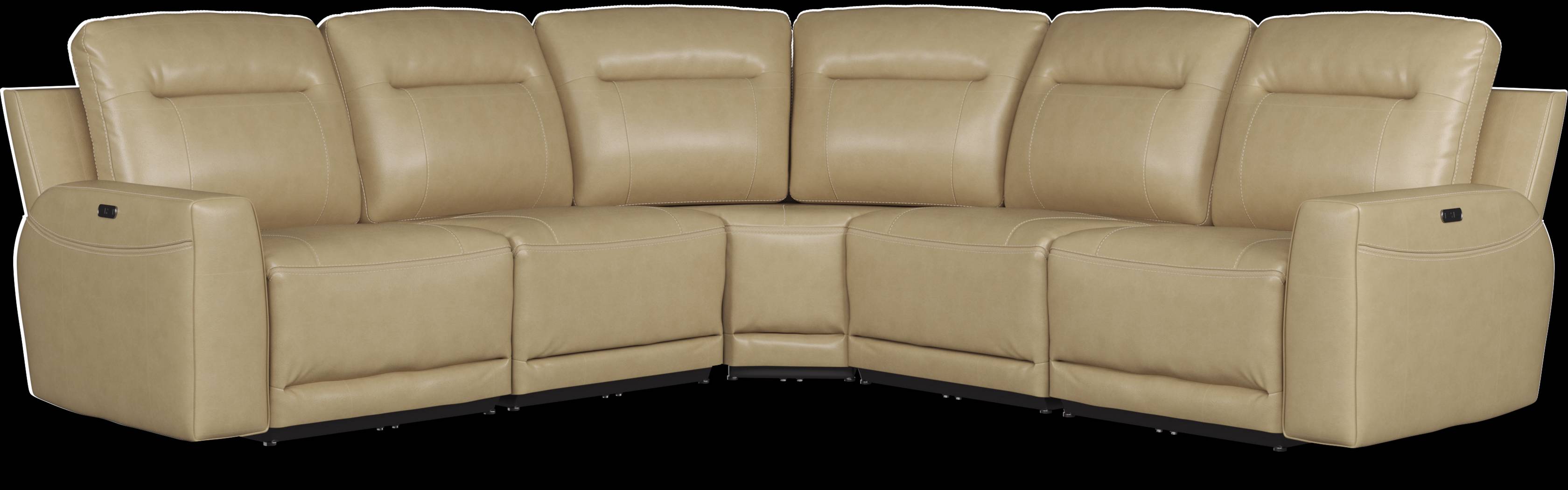 Bargotti Stone Leather 5 Pc Dual Power Reclining Sectional - Thumbnail - Image 1