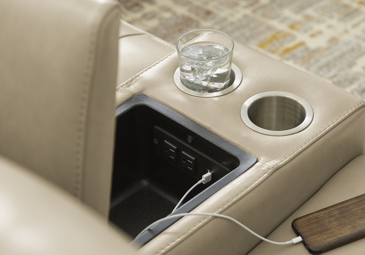 Bargotti Stone Leather 9 Pc Dual Power Reclining Sectional Living Room - Thumbnail - Image 7