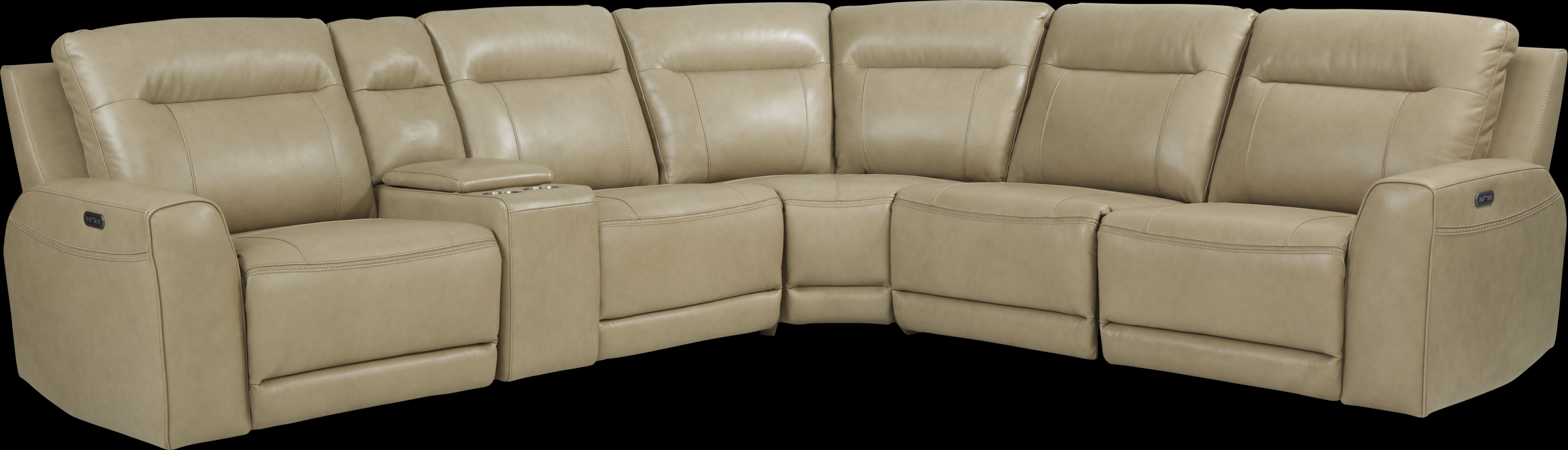 Bargotti Stone Leather 6 Pc Dual Power Reclining Sectional - Thumbnail - Image 1