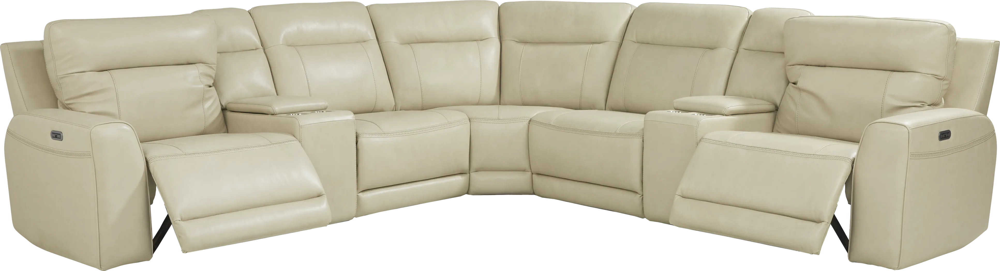 Bargotti Stone Leather 7 Pc Dual Power Reclining Sectional - Thumbnail - Image 1