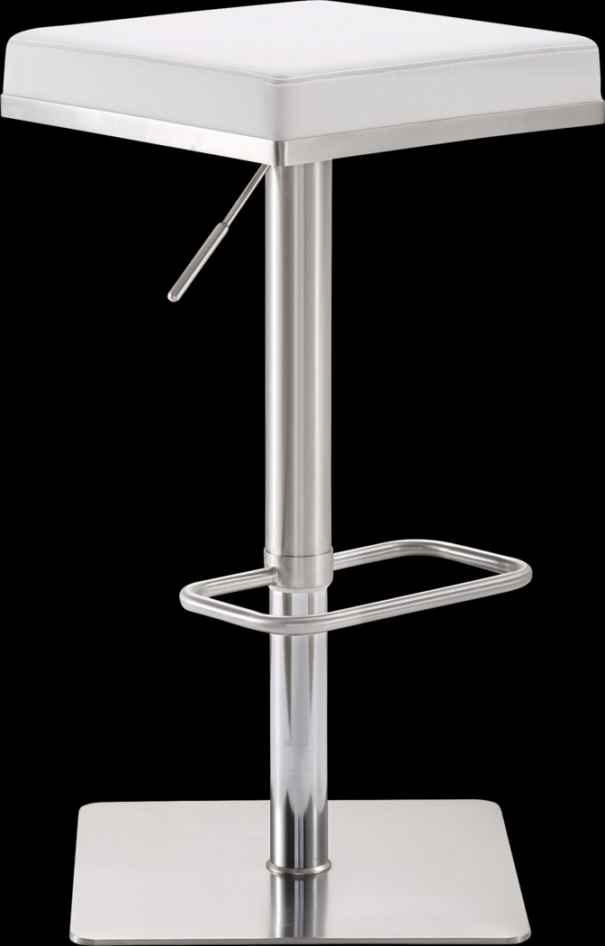 Bari White Adjustable Swivel Barstool - Thumbnail - Image 1